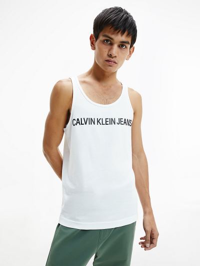 Calvin Klein Ruhák HU485207 | Calvin Klein Organic Cotton Logo Férfi Trikó Világos Fehér